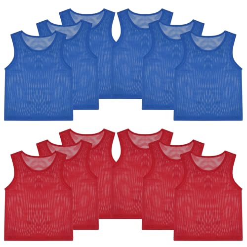 Soccer Pinnies Scrimmage Vests - 12 Pcs Lightweight Mesh Jerseys