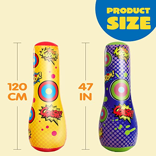 Kids Inflatable Punching Bag with Bounce-Back Action - 47 Inch Toy Gift