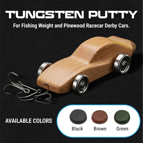 Black Reaction Tackle Tungsten Putty - Moldable Reusable Weight for Pinewood Derby, Golf Clubs & Fishing Rigs - 2 Oz