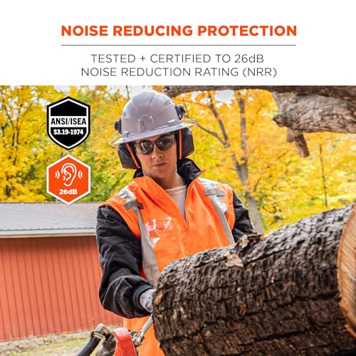 Ergodyne Adult-Unisex's Standard NRR 26dB Mounted Earmuffs, Gray, Full Brim