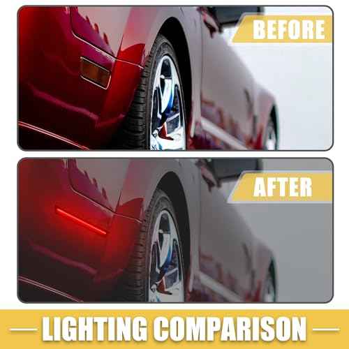 LED Side Marker Light 68043394AA Front Rear Turn Signal Lights Fender Sidemarker Lamps for Dodge Challenger Black Lens Amber Red LED Light 2 Pair