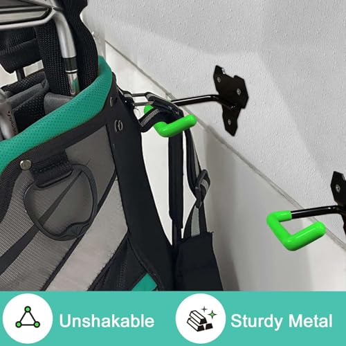 FEYRUN Wall Mounted Golf Bag Hook Black – Dual Bag Holder