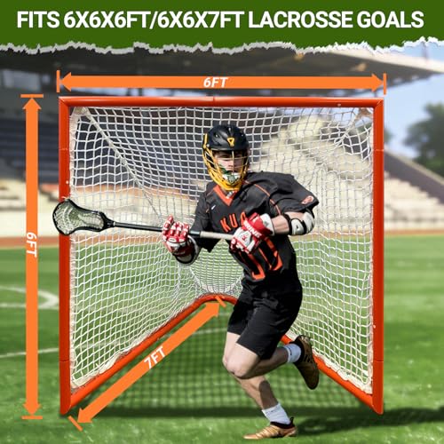 Lacrosse Goal Replacement Net 4mm Heavy Duty 6x6x7ft with Lacing Rope