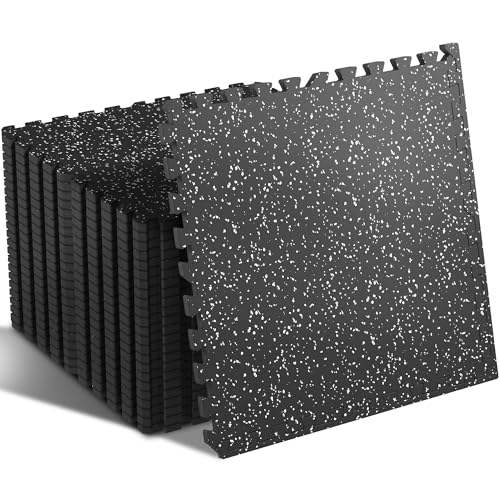 Interlocking Exercise Mats - 24 Pcs (96 Sq Ft) - Black/Grey