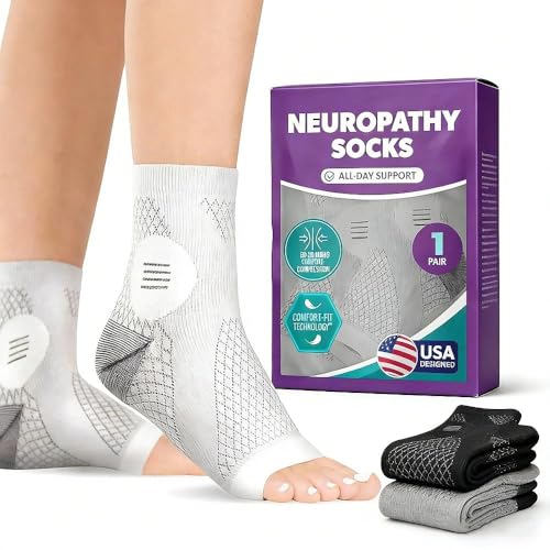 Compression Foot Sleeves for Neuropathy - 20mmHg Support for Pain Relief