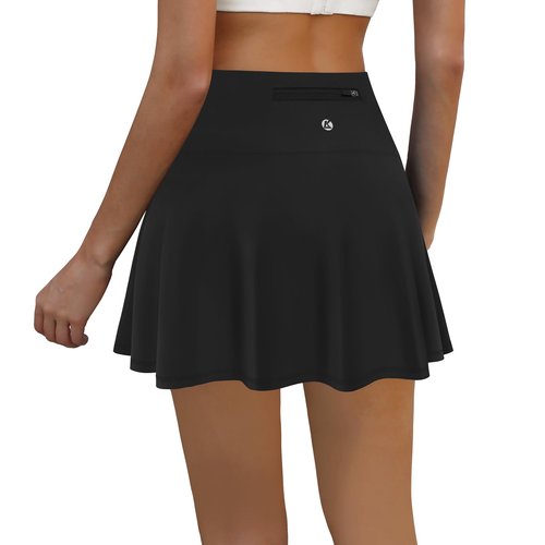 LouKeith Womens Tennis Skirt High Waisted Athletic Skorts Running Casual Pickle Ball Golf Skirts with Pockets Black M