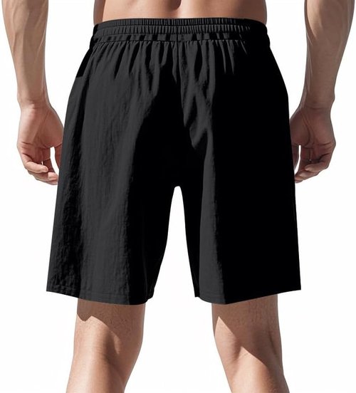 DMOYALA Men's Linen Shorts - Elastic Waist & Drawstring | Casual Summer Beach Bermuda with Pockets