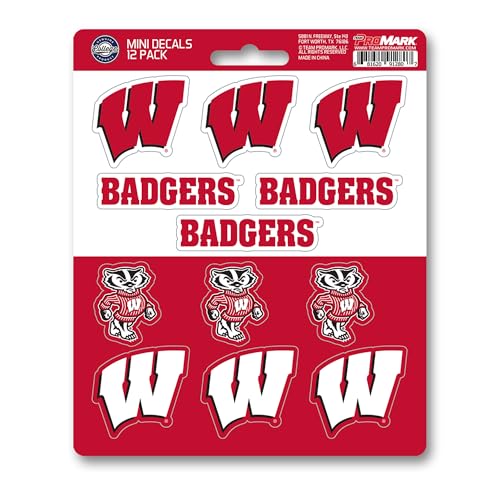 Wisconsin Badgers Mini Decal Set - 12 Pack, 5" x 6.25"