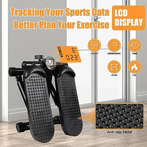Mini Hydraulic Fitness Stepper with LCD Monitor & Resistance Bands