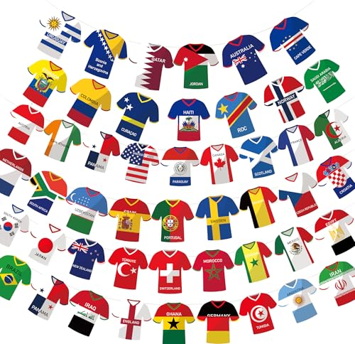 2026 World Cup Soccer Jersey Flags Bunting Banner - Multicolor