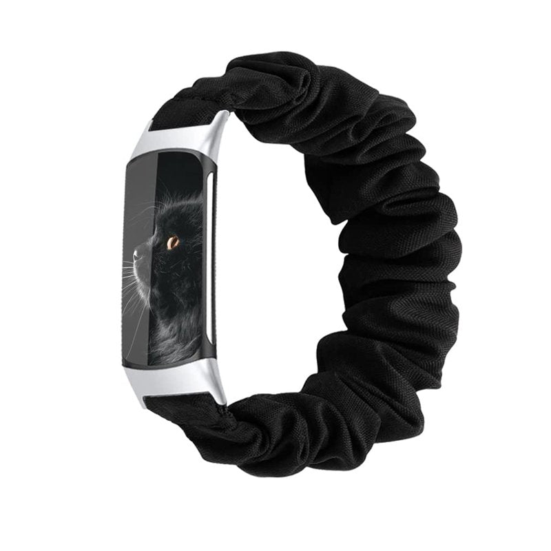 GTHY Scrunchie bands Compatible with Fitbit Charge 5 Band,For Women,Replacement Strap,Large Small,Elastic Fabric Pattern Wristbands Soft Cloth watch band For Charge 5 (6Color, Small)