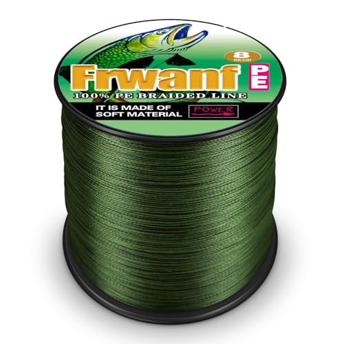 8-Strand Braided Fishing Line - 90LB, 109 Yards, Army Green - Zero Stretch & Colorfast