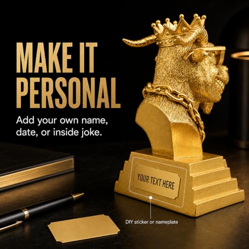 6-Inch Goat Trophy Award - Handmade Resin G.O.A.T. Desk Decor