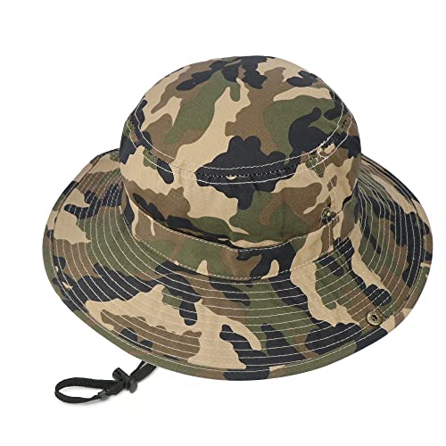 Kids Camouflage Sun Hat UPF 50+ Camo Boonie Bucket Hat 7-14 Years