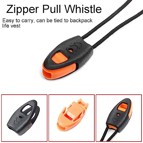 CooBigo 5Pack Loud Zipper Pull Whistles for Camping & Outdoor Safety