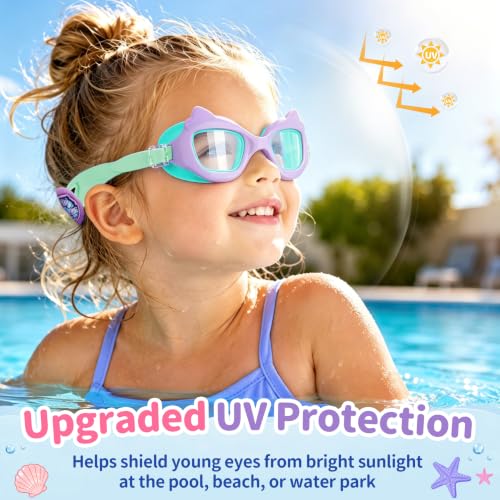 Vvinca Vibrant 02 Cat Kids Toddler Goggles with Fabric Strap Anti-Fog & UV