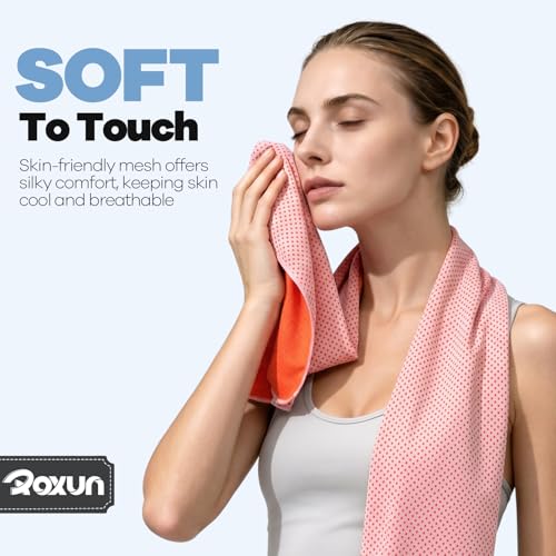 Cooling Towels 4 Pack - Soft Breathable Ice Rags in Gray, Blue, Pink, Green