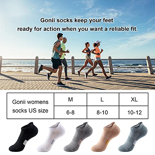 Gonii Ankle Socks for Women 6-8 / Quotidian - Cushioned No Show Athletic Running Socks, 5 Pairs