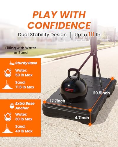 Adjustable Kids Basketball Hoop - 4-8.5ft, Portable with Wheels - Black