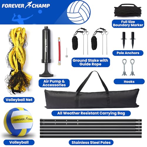 Volleyball Net Complete Set - 32x3 Ft with Ball & Carrying Bag