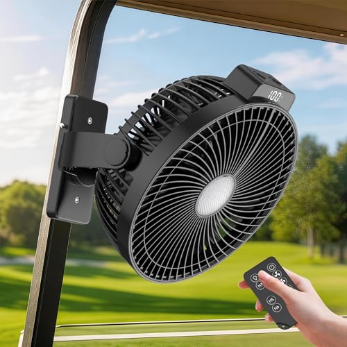 8-Inch Magnetic Golf Cart Fan - 12,000mAh Battery & Bright Light - 1-Pack