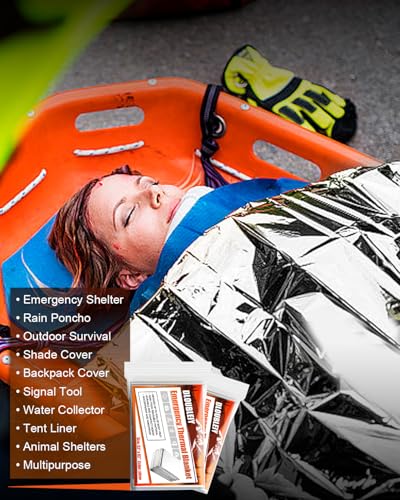 Emergency Mylar Thermal Blankets - 5-Pack Waterproof Survival Gear