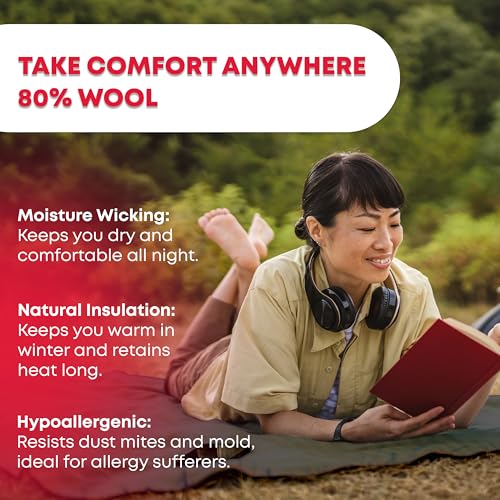 Ever Ready First Aid Wool Blanket - 80% Wool, Washable, 96x66in, Olive Drab Green