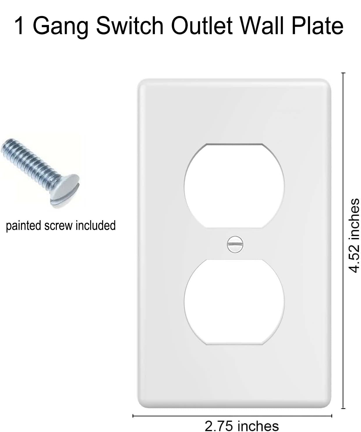 Duplex Outlet Cover Wall Plates 1-Gang Switch Outlet Electrical Cover Plate Unbreakable Thermoplastic Faceplate for Light Receptacle Outlet Switch, White (4 Pack)