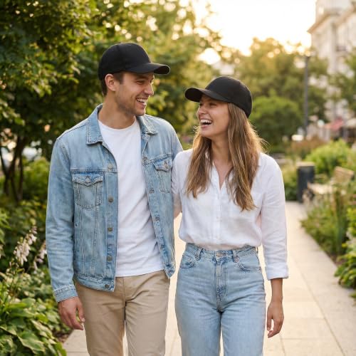 Classic Cotton Baseball Cap - Adjustable Dad Hat - Black
