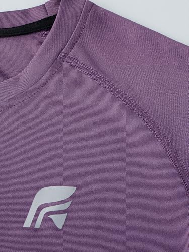 FILAROLA Short Sleeve UPF 50+ Athletic Shirt for Women - Breathable Running Top, Large Dark Purple