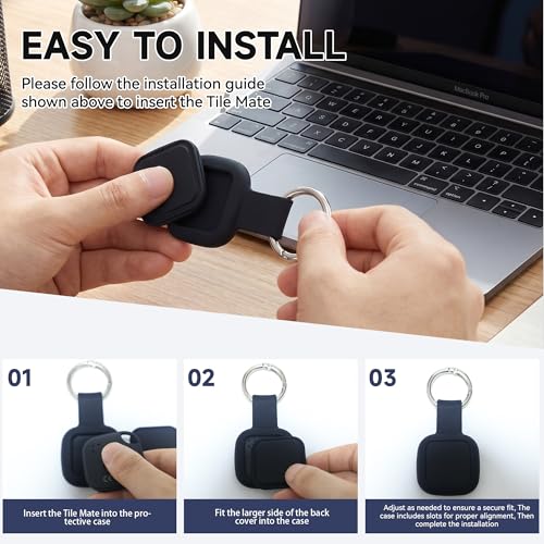 TuoxuGo 4-Pack Silicone Case for Tile Life360 Mate 2024/2022 Tracker - Black