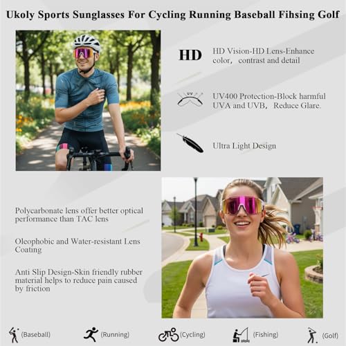 Sport Sunglasses with UV400 Protection for Running & Cycling