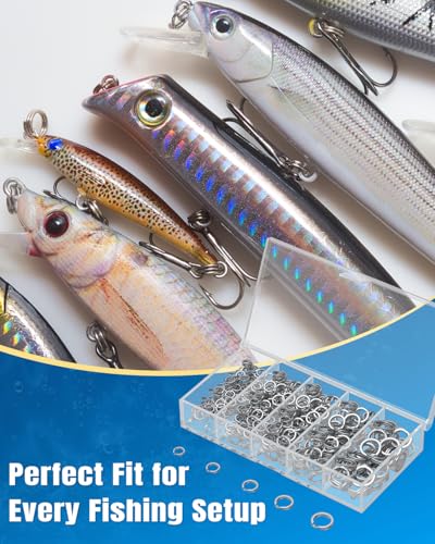 250 Pcs Split Rings and Pliers Kit for Fishing - Blue