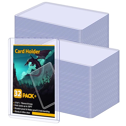 32 Hard Plastic Card Sleeves for Standard Trading Cards, 3"x4"