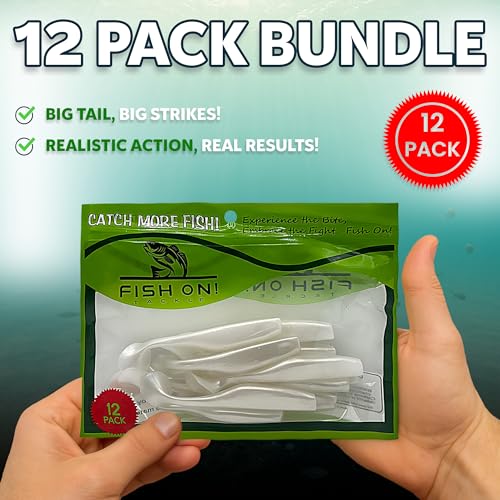 Soft Plastic Paddle Tail Swimbaits - 4 Inch - 12 Pack Pearl White