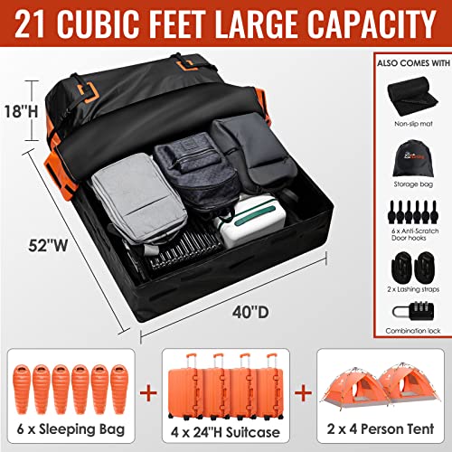 21 Cubic Feet Waterproof Car Rooftop Cargo Carrier Bag