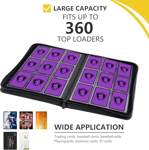 Fonwill 9 Pocket Card Binder with 360 Slots Purple - Trading Card Holder & Organizer