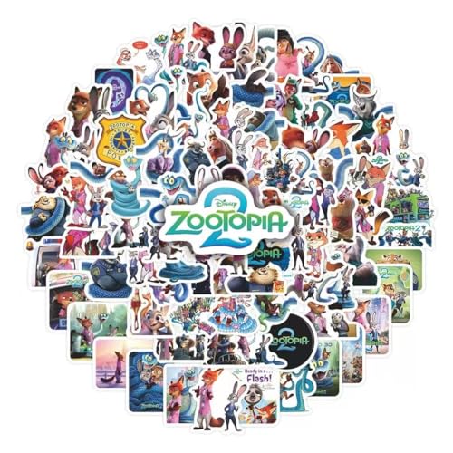 Cute Waterproof Zootopia Stickers for Water Bottles - 100 Pcs