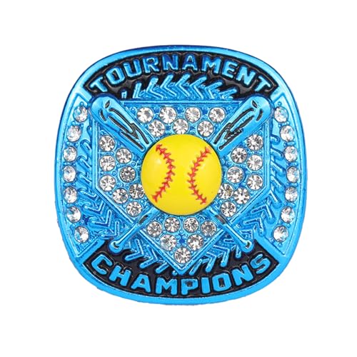 Softball Championship Ring - Light Blue & Yellow - Size 9 - 12 PCS Pack