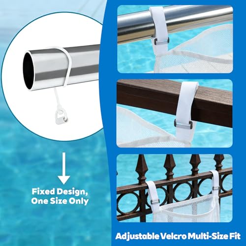 TSFind 4-Pack Poolside Mesh Storage Bags with Adjustable Straps - Large + Small, Easy Install for Above Ground Pool Toys & Noodles