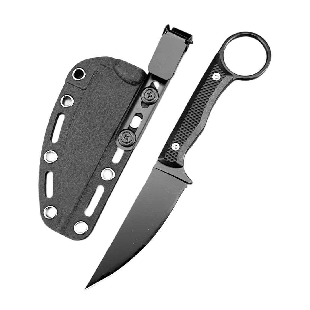 DIELUONAI 7.8" Fixed Blade Knife for Outdoor EDC,Full Tang 8Cr13Mov Steel with Mirror Finish,Non-Slip Grip Handle & Secure Kydex Sheath,Gift For Men