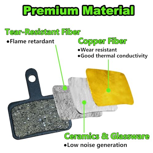 High Performance Bicycle Brake Pads - 4 Pairs Resin Semi-Metallic