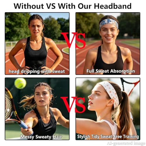 Floral Headbands for Women - 7 Pack Non-Slip Cotton Hair Bands