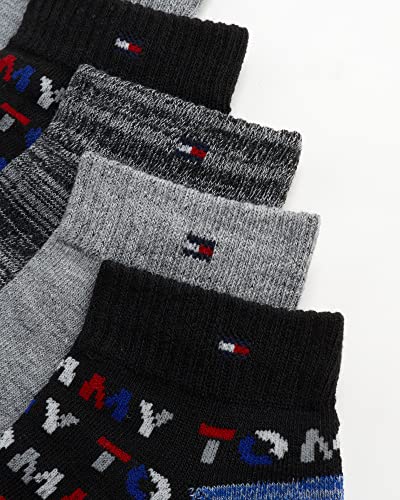 Kids Performance Cushioned Ankle Socks 6 Pack - Large Black Grey