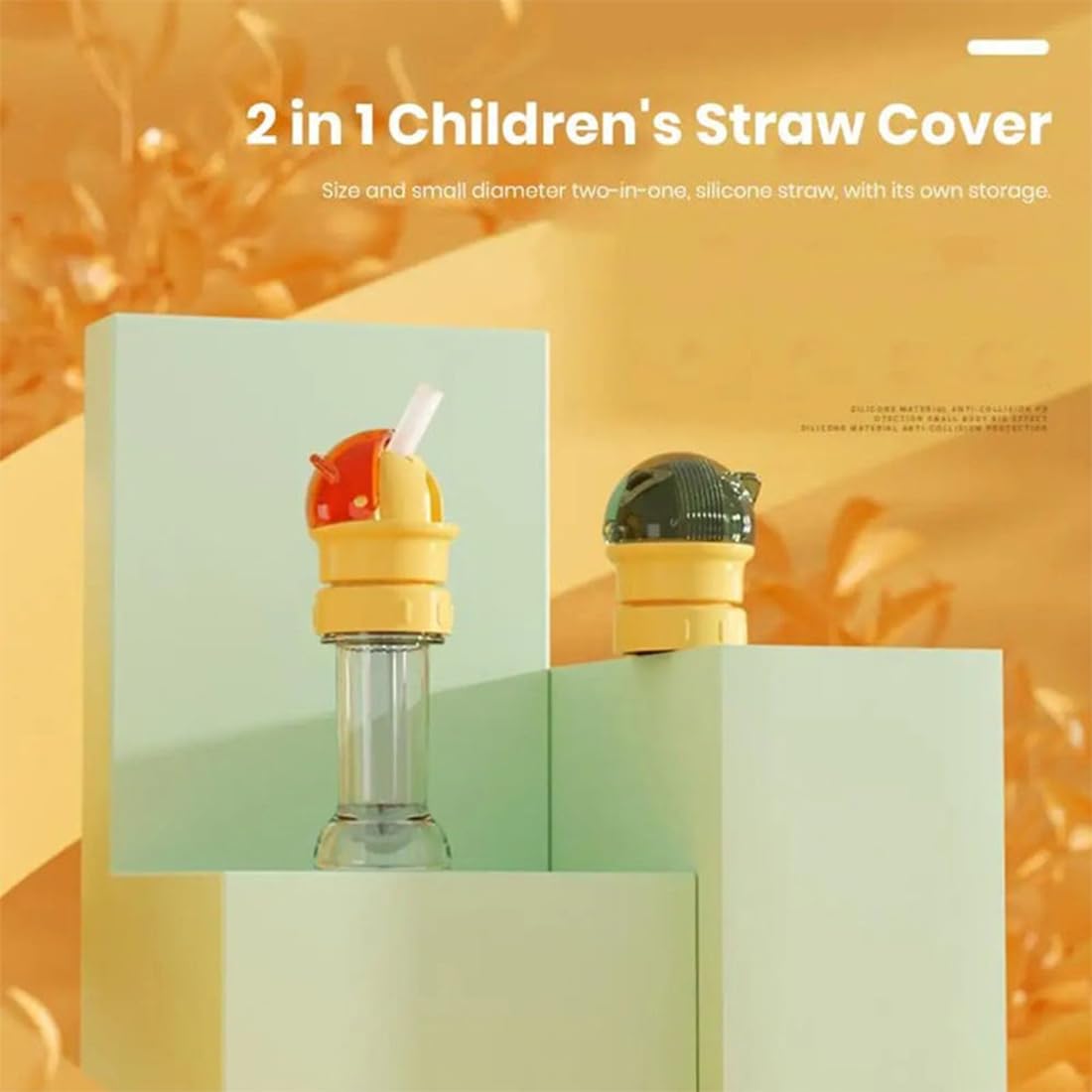 Reusable Children Beverage Water Bottle Straw Lid, 2 in 1 Design Straw Cap Portable, Water Bottle Spout Adapter for Kids, No Spill & BPA Free, Suitable for A Variety Of Bottle Mouths (2Pcs-MIxed)