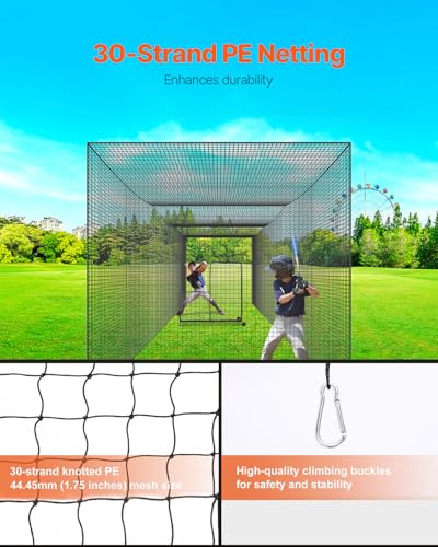 35 FT Heavy Duty Batting Cage Net - Indoor & Outdoor Use