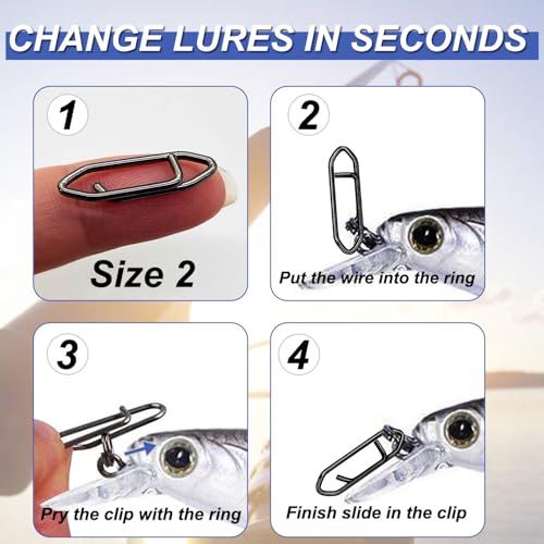 High Strength Fishing Power Clips - 200pcs 75LB Quick Change Snap Connectors