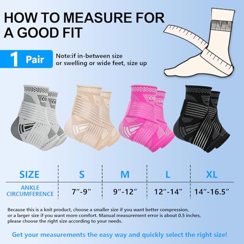 Adjustable Copper Ankle Brace for Men & Women - Large Skin Tone