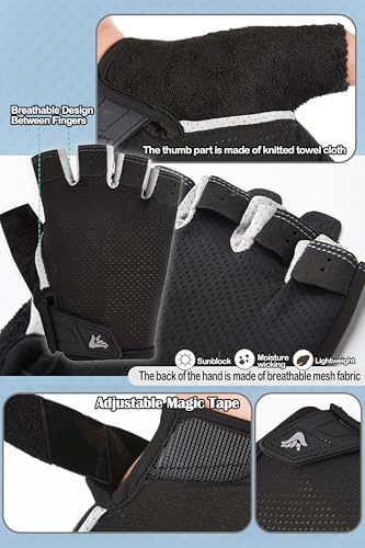 Fingerless Cycling Gloves - Black with Mesh, M Size