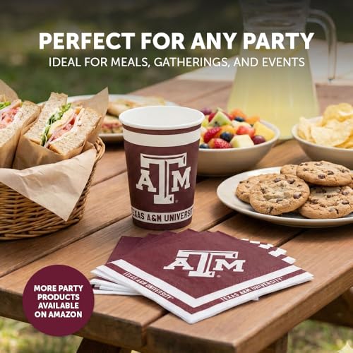 Texas A&M University Paper Cups - 20 Pack, 9 oz Disposable Party Cups